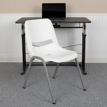 Load image into Gallery viewer, 880 lb. Capacity White Ergonomic Shell Stack Chair with Gray Frame