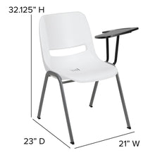 Load image into Gallery viewer, White Ergonomic Shell Chair with Left Handed Flip-Up Tablet Arm