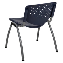 Load image into Gallery viewer, 880 lb. Capacity Navy Plastic Stack Chair with Titanium Gray Powder Coated Frame