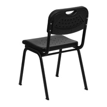Load image into Gallery viewer, 880 lb. Capacity Black Plastic Stack Chair with Open Back and Black Frame