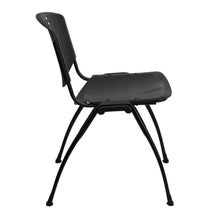 Load image into Gallery viewer, 880 lb. Capacity Black Plastic Stack Chair with Oval Cutout Back and Black Frame