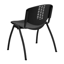 Load image into Gallery viewer, 880 lb. Capacity Black Plastic Stack Chair with Oval Cutout Back and Black Frame