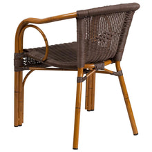 Load image into Gallery viewer, Dark Brown Rattan Restaurant Patio Chair with Red Bamboo-Aluminum Frame