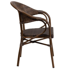Load image into Gallery viewer, o Cocoa Rattan Restaurant Patio Chair with Bamboo-Aluminum Frame