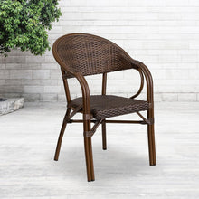 Load image into Gallery viewer, o Cocoa Rattan Restaurant Patio Chair with Bamboo-Aluminum Frame