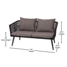 Load image into Gallery viewer, Black 4-Piece Woven Conversation Set with Gray Zippered Removable Cushions