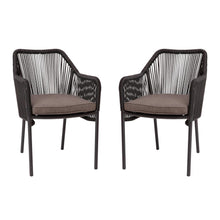 Load image into Gallery viewer, Set of 2 All-Weather Black Woven Stacking Club Chairs