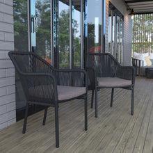 Load image into Gallery viewer, Set of 2 All-Weather Black Woven Stacking Club Chairs