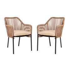 Load image into Gallery viewer, Set of 2 All-Weather Natural Woven Stacking Club Chairs