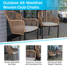 Load image into Gallery viewer, Set of 2 All-Weather Natural Woven Stacking Club Chairs
