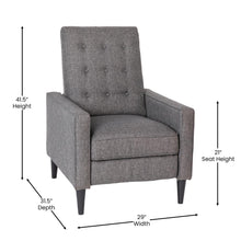 Load image into Gallery viewer, Fabric Upholstered Button Tufted Pushback Recliner in Gray for Residential, Use