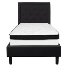 Load image into Gallery viewer, Twin Size Platform Bed in Black Fabric with Memory Foam Mattress