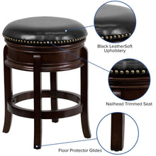 Load image into Gallery viewer, 24'' High Cappuccino Wood Counter Height Stool with Carved Apron