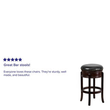 Load image into Gallery viewer, 29'' High Cappuccino Wood Barstool with Carved Apron and Black Swivel Seat