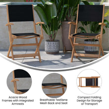 Load image into Gallery viewer, Folding Acacia Wood Patio Bistro Chairs with Natural X Base Frame, Set of 2