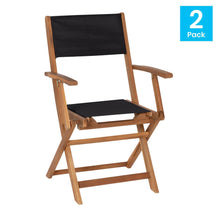 Load image into Gallery viewer, Folding Acacia Wood Patio Bistro Chairs with Natural X Base Frame, Set of 2