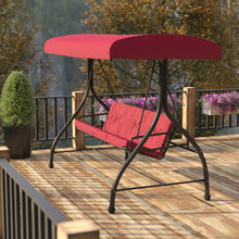 Load image into Gallery viewer, 3-Seat Steel Converting Patio Swing Canopy Hammock with Cushions (Maroon)