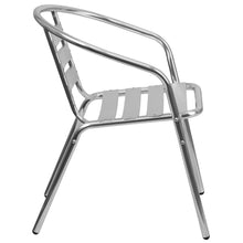 Load image into Gallery viewer, Aluminum Indoor-Outdoor Restaurant Stack Chair with Triple Slat Back and Arms