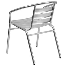 Load image into Gallery viewer, Aluminum Indoor-Outdoor Restaurant Stack Chair with Triple Slat Back and Arms
