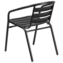 Load image into Gallery viewer, Black Metal Restaurant Stack Chair with Aluminum Slats