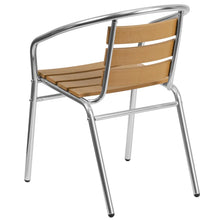 Load image into Gallery viewer, Aluminum Indoor-Outdoor Restaurant Stack Chair with Triple Slat Faux Teak Back