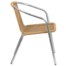 Load image into Gallery viewer, Commercial Aluminum and Beige Rattan Indoor-Outdoor Restaurant Stack Chair