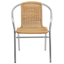 Load image into Gallery viewer, Commercial Aluminum and Beige Rattan Indoor-Outdoor Restaurant Stack Chair