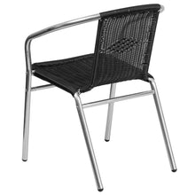 Load image into Gallery viewer, Commercial Aluminum and Black Rattan Indoor-Outdoor Restaurant Stack Chair