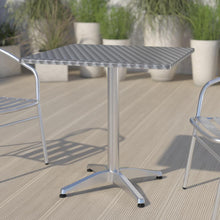 Load image into Gallery viewer, Black Metal Indoor-Outdoor Restaurant Stack Chair with Metal Triple Slat Back