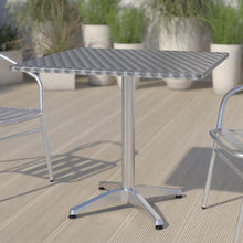 Load image into Gallery viewer, Silver Metal Indoor-Outdoor Restaurant Stack Chair with Metal Triple Slat Back