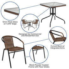 Load image into Gallery viewer, 28'' Table with Dark Brown Edging and 2 Dark Brown Stack Chairs