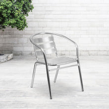 Load image into Gallery viewer, Heavy Duty Aluminum Indoor-Outdoor Restaurant Stack Chair with Triple Slat Back