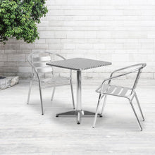Load image into Gallery viewer, 23.5'' Square Aluminum Indoor-Outdoor Table Set with 2 Slat Back Chairs