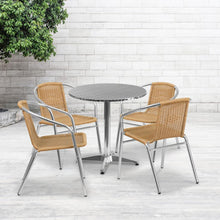 Load image into Gallery viewer, 27.5'' Round Aluminum Indoor-Outdoor Table Set with 4 Beige Rattan Chairs