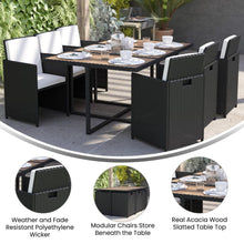 Load image into Gallery viewer, 7 Piece Set, Space Saving Black Wicker Modular Chairs