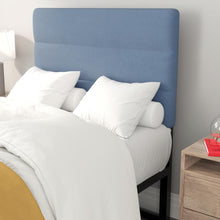 Load image into Gallery viewer, Twin Channel Stitched Fabric Upholstered Headboard, from 44.5" to 57.25" - Blue
