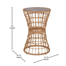 Load image into Gallery viewer, 3-Piece Natural Patio Bistro Set, Rope Chairs, Black Seat Cushions