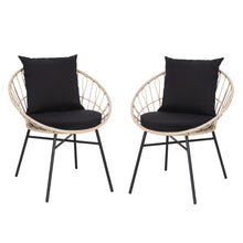 Load image into Gallery viewer, Modern Boho Style Rattan Rope Patio Chairs with Cushions, Set of 2