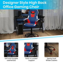 Load image into Gallery viewer, Computer Chair - Red, Blue Gaming Chair - 360° Swivel - Red Dual Wheel Casters