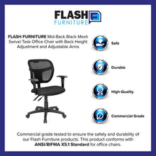 Load image into Gallery viewer, Mid-Back Black Mesh Swivel Task Office Chair Height Adjustment and Arms