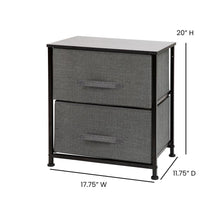 Load image into Gallery viewer, 2 Drawer Wood Top Black Nightstand Storage Organizer