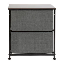 Load image into Gallery viewer, 2 Drawer Wood Top Black Nightstand Storage Organizer