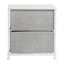 Load image into Gallery viewer, 2 Drawer Wood Top White Nightstand Storage Organizer