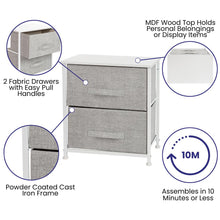 Load image into Gallery viewer, 2 Drawer Wood Top White Nightstand Storage Organizer