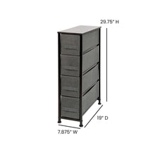 Load image into Gallery viewer, 4 Drawer Slim Wood Top BlackFrame Dresser Storage Tower with Dark Gray Drawers