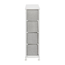 Load image into Gallery viewer, 4 Drawer Slim Wood Top WhiteFrame Dresser Storage Tower with Light Gray Drawers