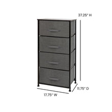Load image into Gallery viewer, 4 Drawer Wood Top BlackFrame Vertical Storage Dresser with Dark Gray Drawers