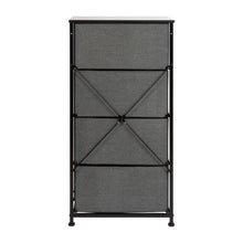 Load image into Gallery viewer, 4 Drawer Wood Top BlackFrame Vertical Storage Dresser with Dark Gray Drawers