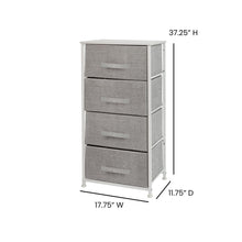 Load image into Gallery viewer, 4 Drawer Wood Top WhiteFrame Vertical Storage Dresser with Light Gray Drawers
