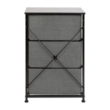 Load image into Gallery viewer, 3 Drawer Wood Top BlackFrame Vertical Storage Dresser with Dark Gray Drawers